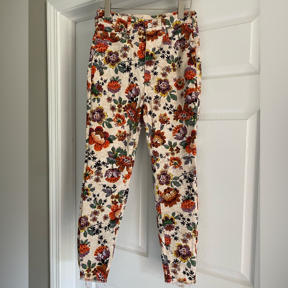 Women’s Anthropologie PILCRO Floral High Rise Cigarette Pants 28